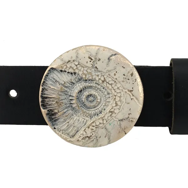 Design Belt Buckle Ammonite gold cream from Umjubelt - with belt